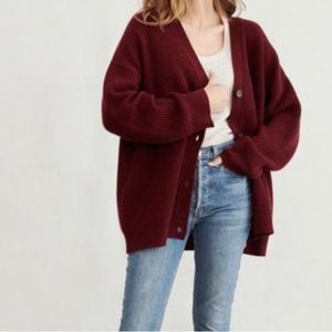 Jenni Kayne 100% cashmere cocoon cardigan burgundy red small
